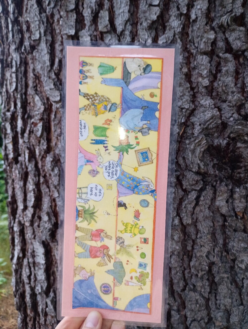 Free Homemade Laminated Rabbit Whimsical Illustrated Up-cycled Bookmark